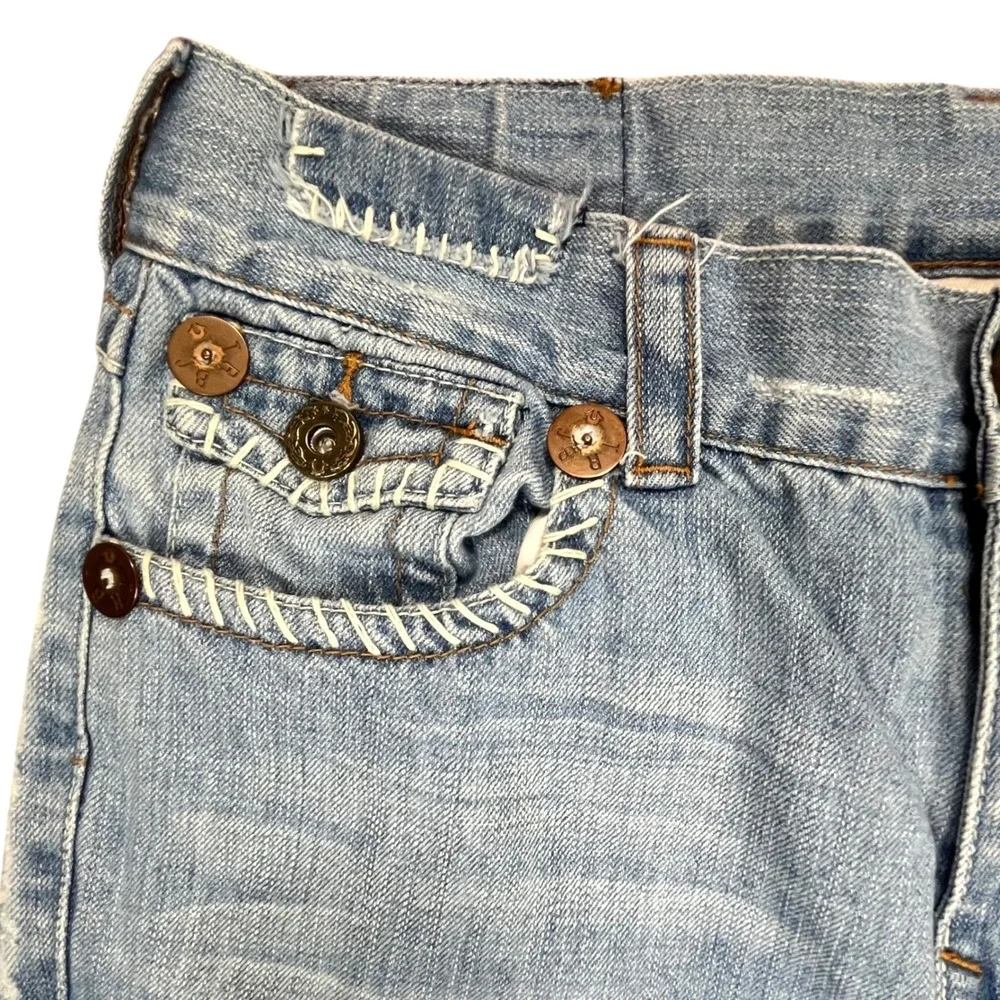 True Religion Men's 36x34 Ricky Big T Light‎ Wash Straight Leg Jeans 100% Cotton